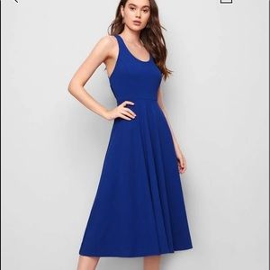 SHEIN Crisscross open back flare hem dress